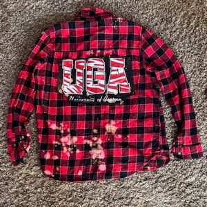 UGA SO Red and Black Plaid Junior XL Shirt, fits like woman’s S/M